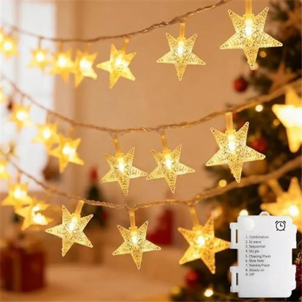 Star String Lights Battery Operated Fairy Lights LED 13ft Bedroom Party Decor